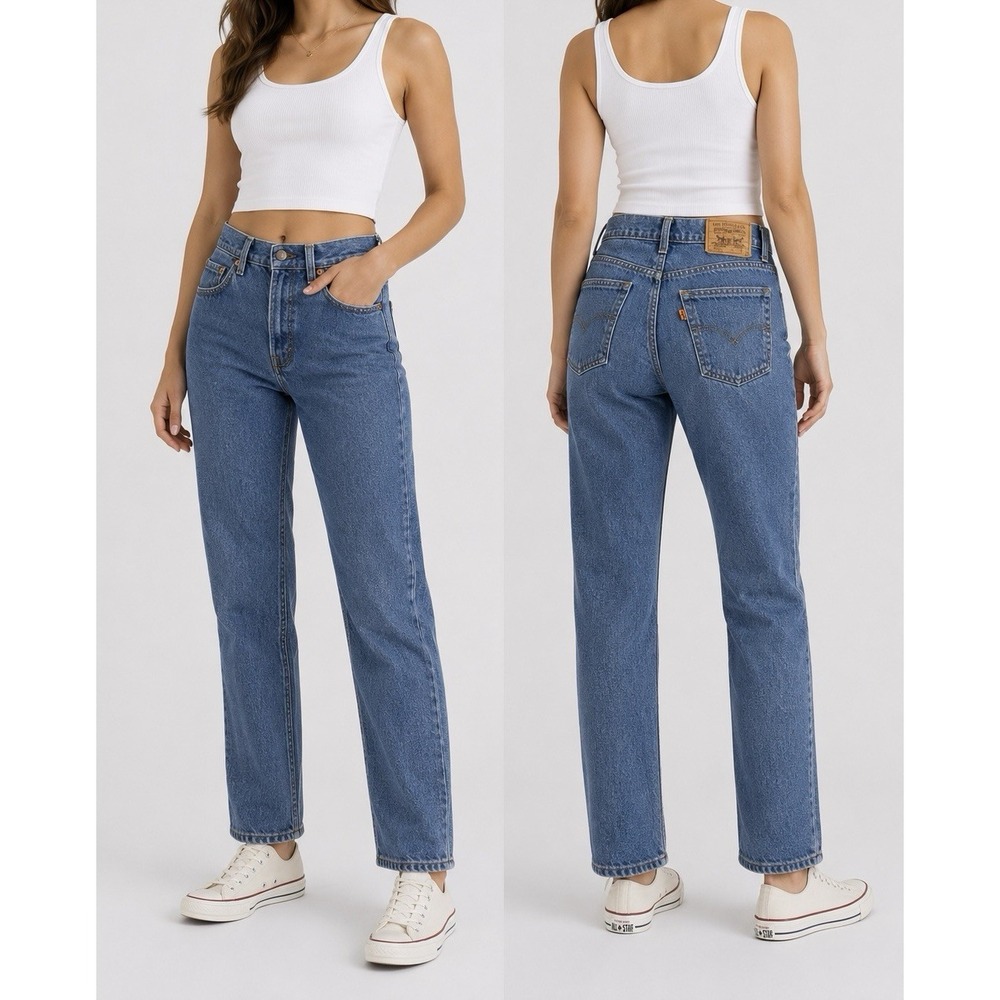 Vintage 90s Levis 718-0219 Blue Medium Wash Orange Tab USA Student Jeans 30x30